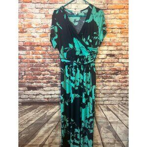 Meri Skye blue aqua faux wrap dress maxi women's plus size 3x